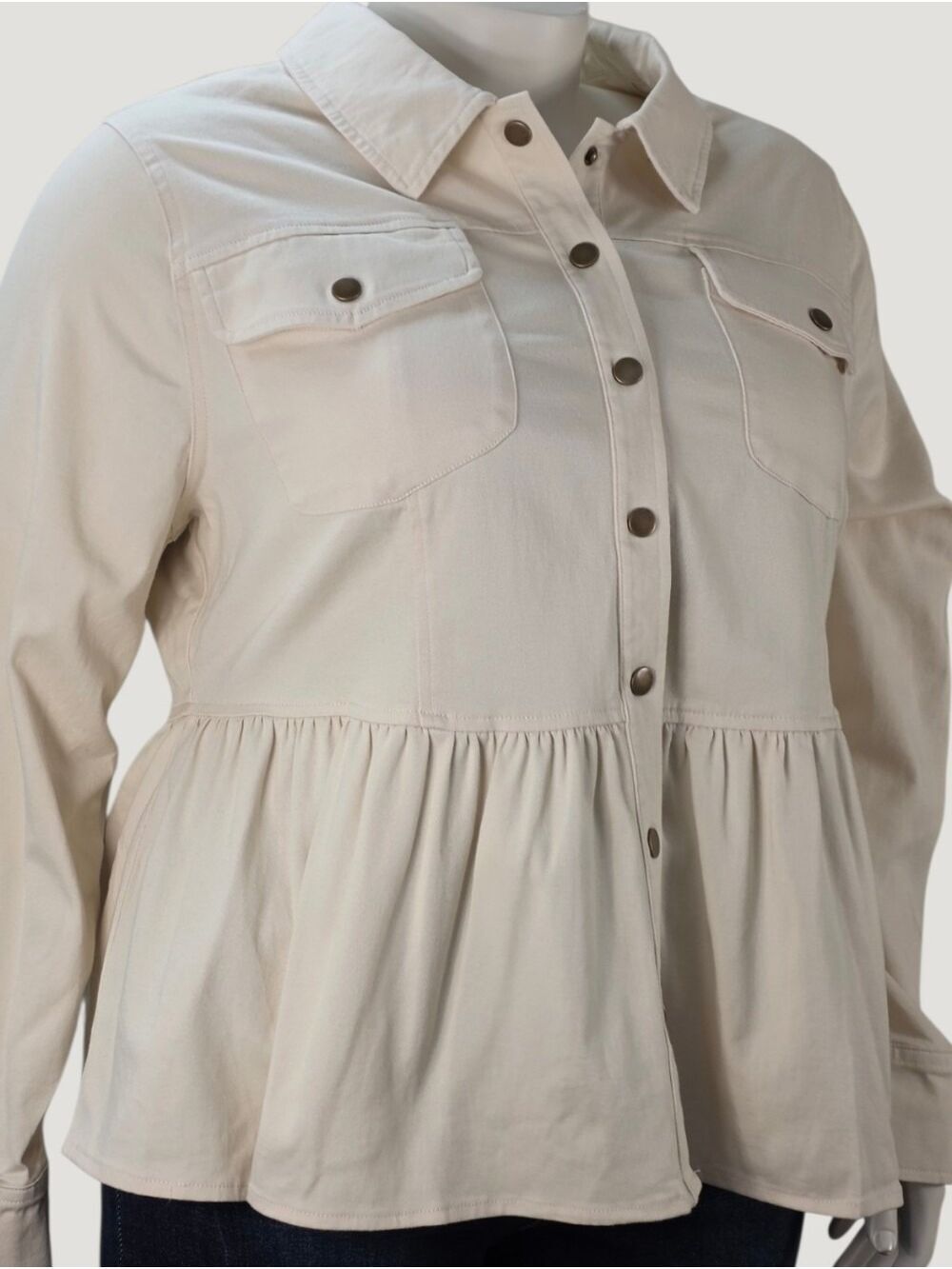 Torrid Birch Peplum Twill Jacket 2X Cream Stretch Utility NWT - Picture 2 of 12